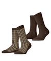 ESPRIT Retro Plaid 2-Pack Socken Damen - chocolate (5272)