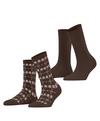 ESPRIT Frosty Trees SO 2P Socken Damen - chocolate (5272)
