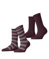 ESPRIT Metro Lines SO 2P Socken Damen - claret (8375)