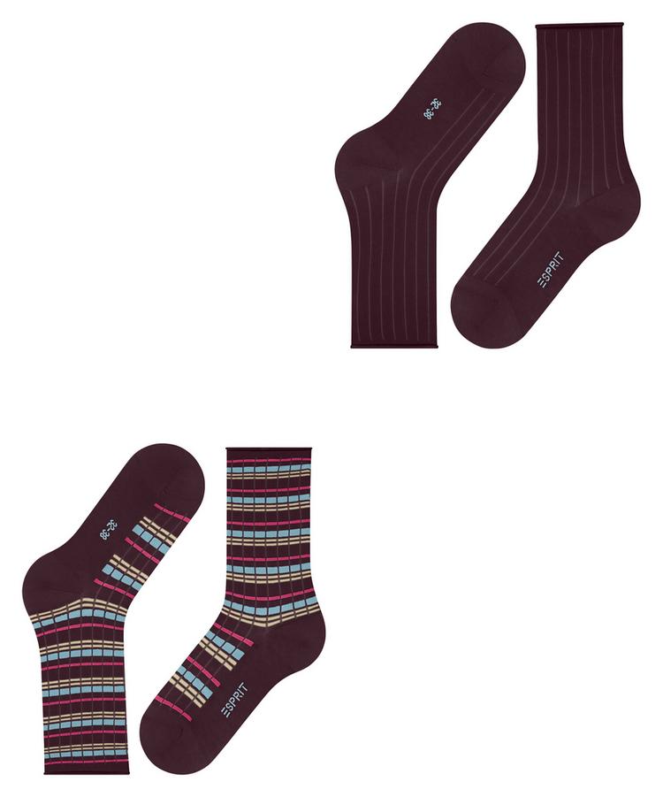 ESPRIT ESPRIT Metro Lines SO 2P Socken Damen - claret (8375) - 2 | SportScheck
