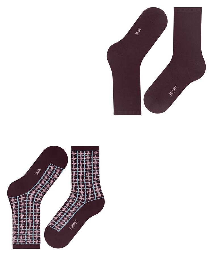 ESPRIT ESPRIT Retro Plaid 2-Pack Socken Damen - claret (8375) - 2 | SportScheck