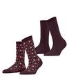 ESPRIT Frosty Trees SO 2P Socken Damen - claret (8375)
