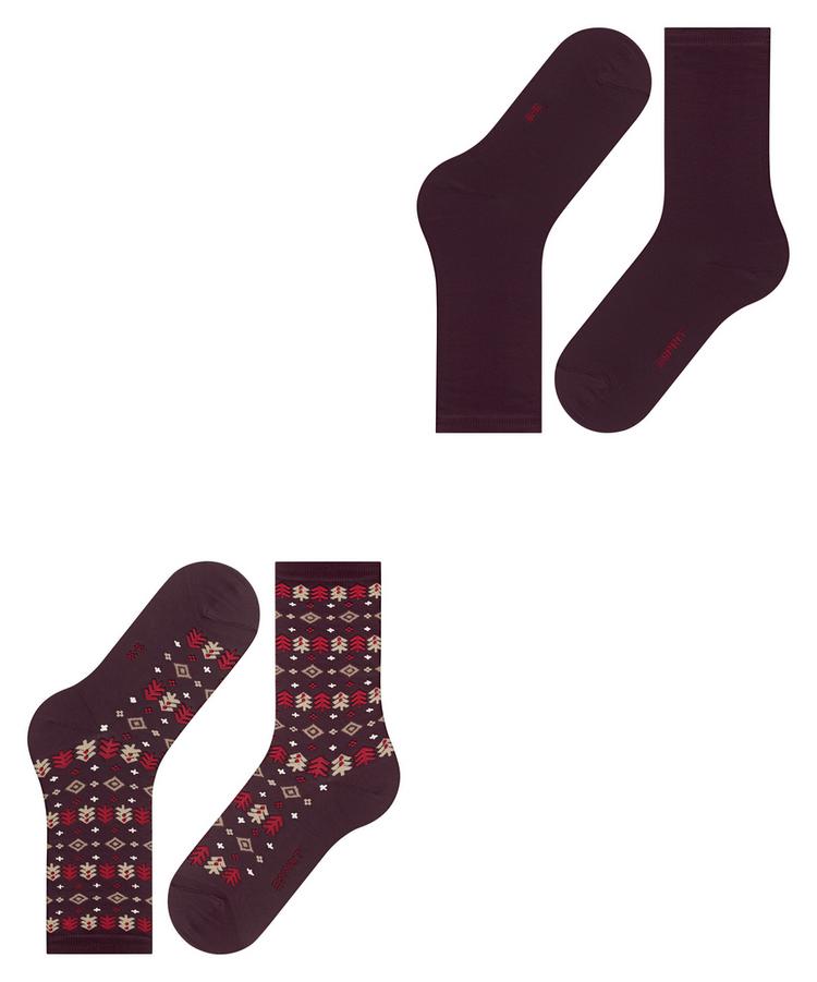 ESPRIT ESPRIT Frosty Trees SO 2P Socken Damen - claret (8375) - 2 | SportScheck