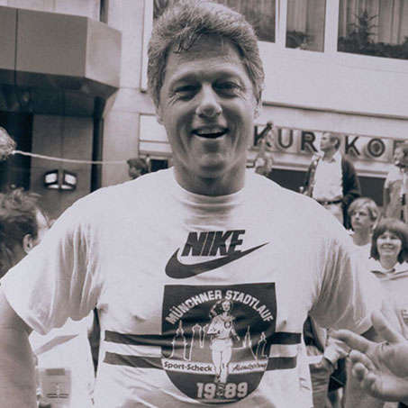 Bill Clinton beim Münchener Stadtlauf 1989.