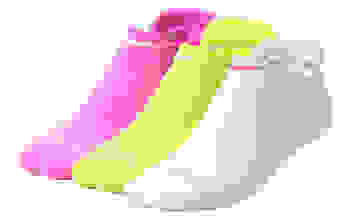 3 Joggingfüsslinge der Marke Nike in pink, grün und weiß.