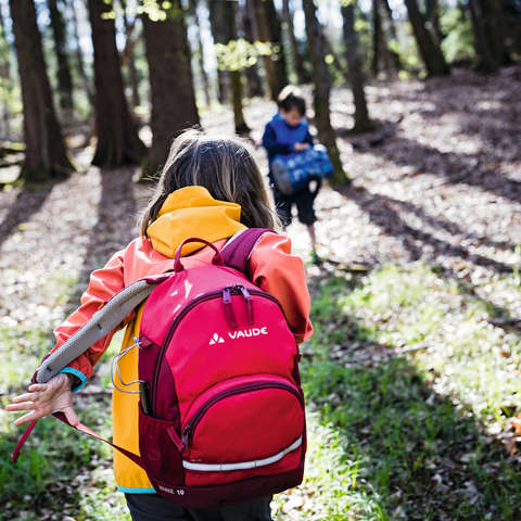 Kinder beim Wandern im Wald