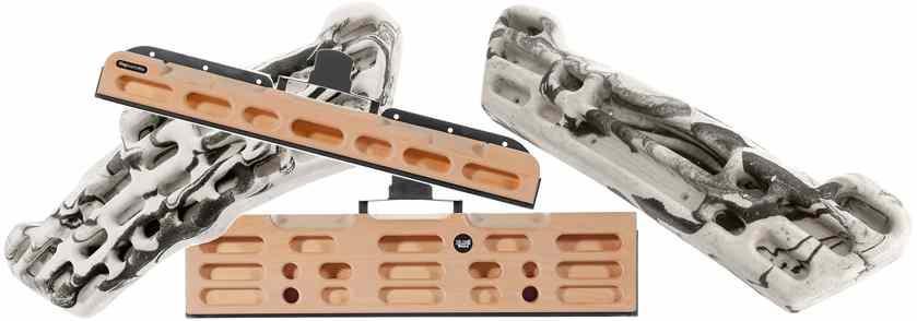 Diverse Campusboards von verschiedenen Herstellern vor wei&szlig;em Hintergrund.