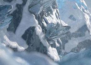 Eine verschneite Felswand