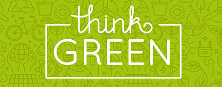 Ein grünes Logo mit dem Schriftzug "think GREEN".